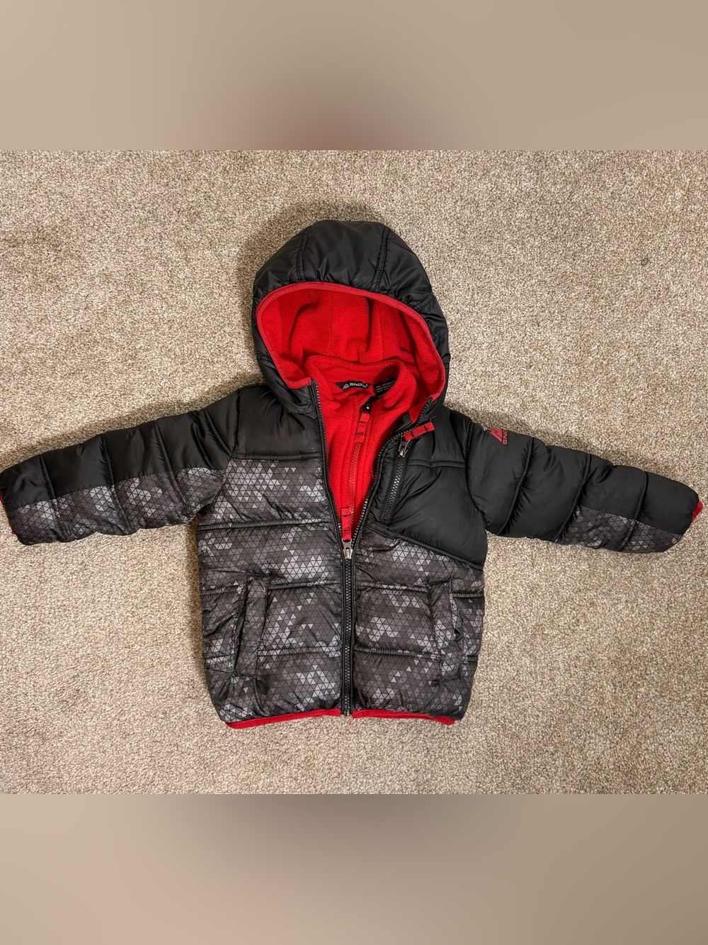 Snozu Black Puffer Jacket with Red Lining Sz 3T
